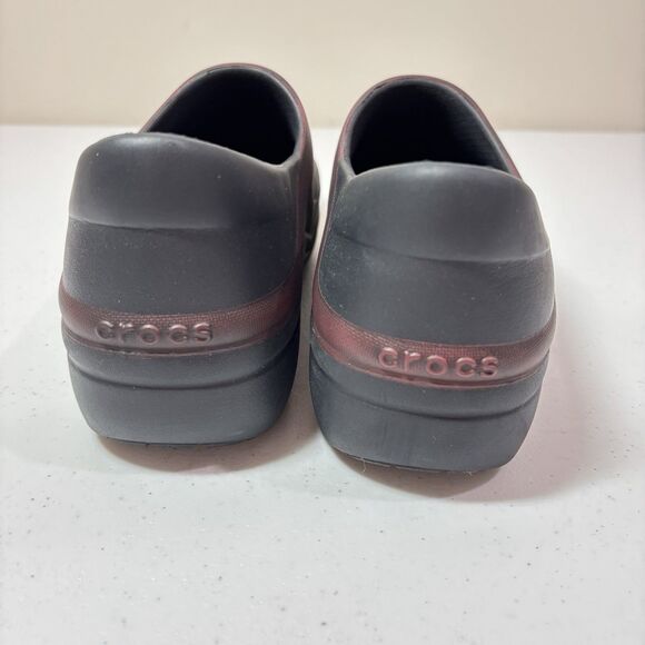 Crocs Womens Neria Pro II Slip On Work Clogs Size 10 Burgundy Black Dual Comfort - Picture 6 of 9